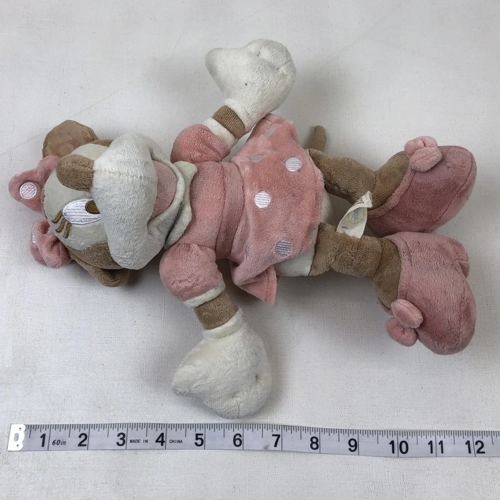 Minnie Mouse Pastel Plush Crinkle Rattle Baby Pink Polka Dot Dress Disney‎ 2010